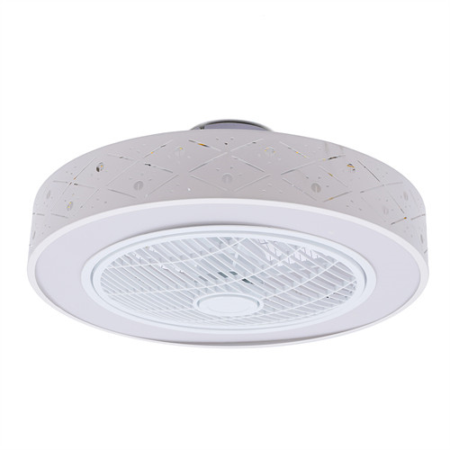 CNCEST 110V 21.6×3.54in White Led Light Fan with Invisible Blades Semi Flush Mount Low Profile Fan Remote Control